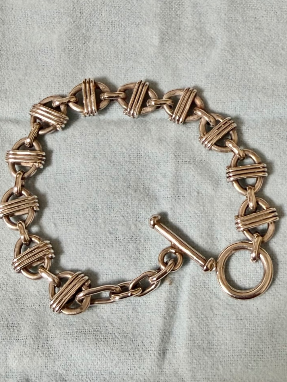 “Sterling Silver Link Bracelet Toggle Clasp Heavy 925”